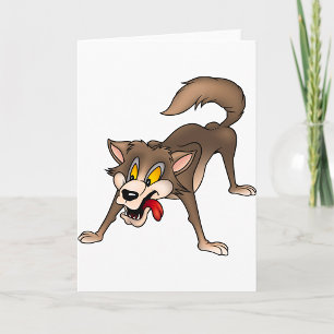 Cartoon Wolf mit Goofy Expression Karte