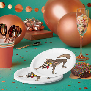Cartoon Wolf mit Goofy Expression Pappteller