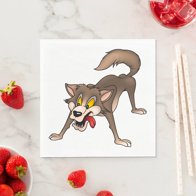 Cartoon Wolf mit Goofy Expression Serviette (Von Creator hochgeladen)