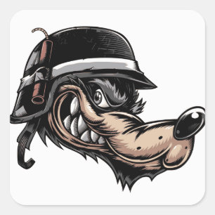 Cartoon Wolf Quadratischer Aufkleber