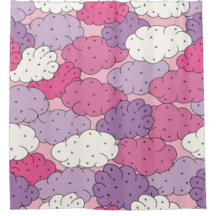 Cartoon Wolken, lustige Vintage wiederholen. Duschvorhang