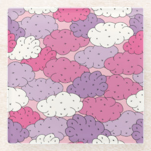Cartoon Wolken, lustige Vintage wiederholen. Glasuntersetzer