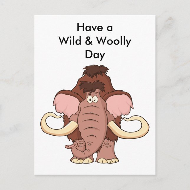 Cartoon Wooly Mammoth Postkarte (Vorderseite)