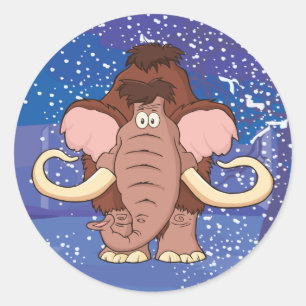 Cartoon Wooly Mammoth Runder Aufkleber