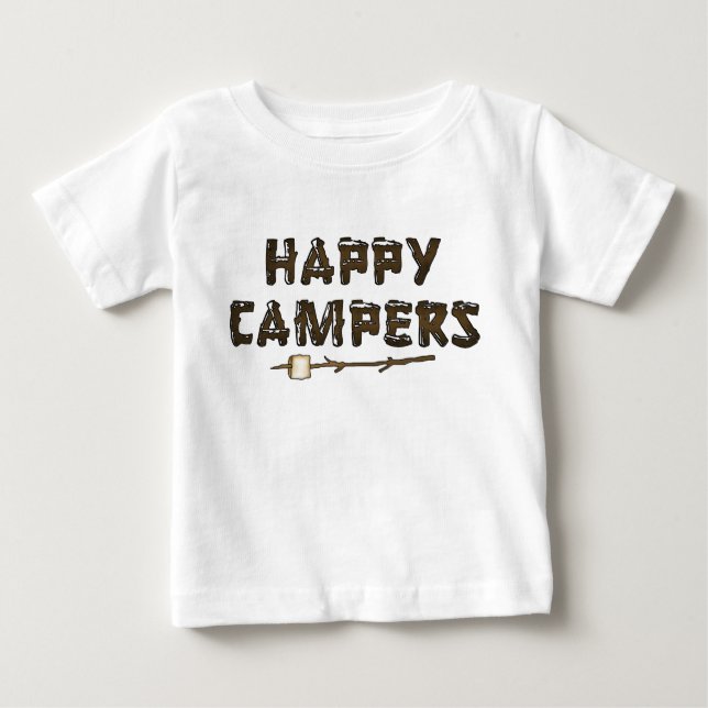 Cartoon Word art happy campers Baby T - Shirt (Vorderseite)