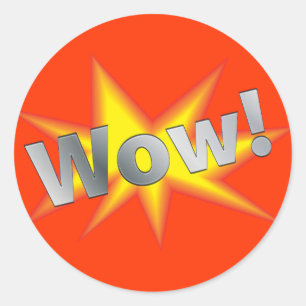 CARTOON WOW RUNDER AUFKLEBER
