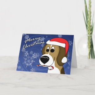 Cartoon Xmas Beagle Weihnachtskarte Feiertagskarte