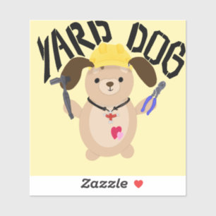 Cartoon Yard Dog Construction Worker Aufkleber