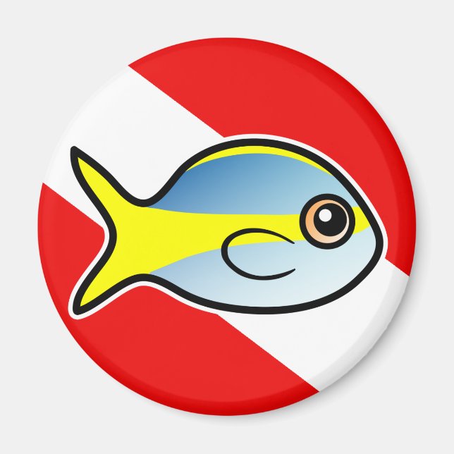 Cartoon Yellowtail Snapper Dive Flag Magnet (Vorne)