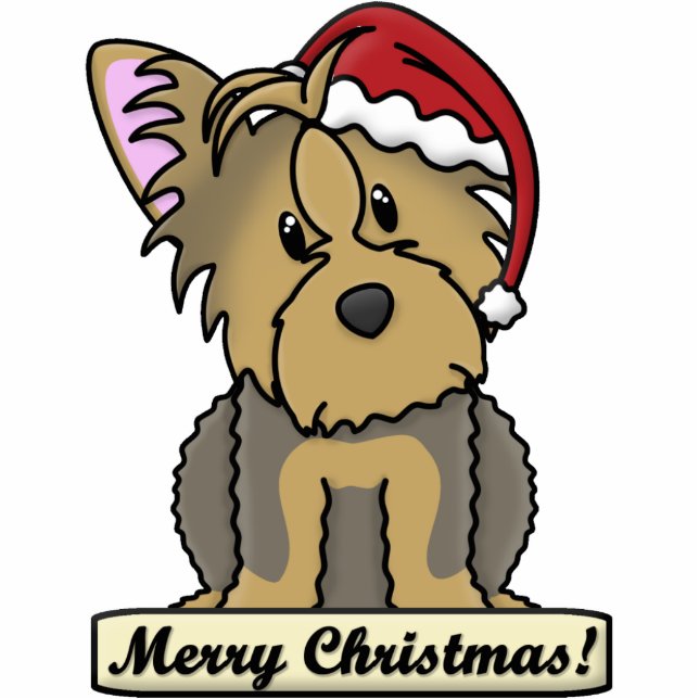 Cartoon Yorkie Weihnachtsverzierung Fotoskulptur Ornament (Vorne)