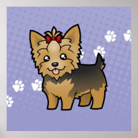 Cartoon Yorkshire Terrier (kurze Haare mit Bogen)