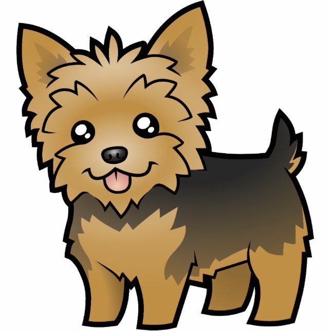 Cartoon-Yorkshire-Terrier (kurzes Haar kein Bogen) Fotoskulptur Magnet (Vorne)