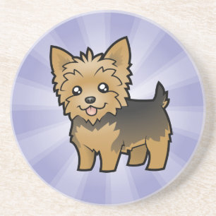 Cartoon-Yorkshire-Terrier (kurzes Haar kein Bogen) Sandstein Untersetzer