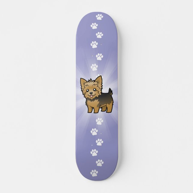 Cartoon-Yorkshire-Terrier (kurzes Haar kein Bogen) Skateboard (Vorne)