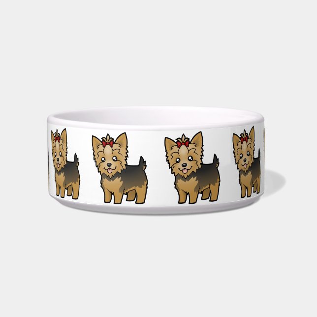 Cartoon-Yorkshire-Terrier (kurzes Haar mit Bogen) Napf (Vorderseite)