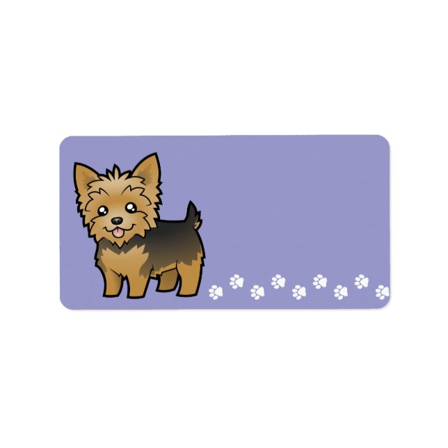 Cartoon Yorkshire Terrier (kurzes Haar ohne Bogen) Adressaufkleber (Vorne)