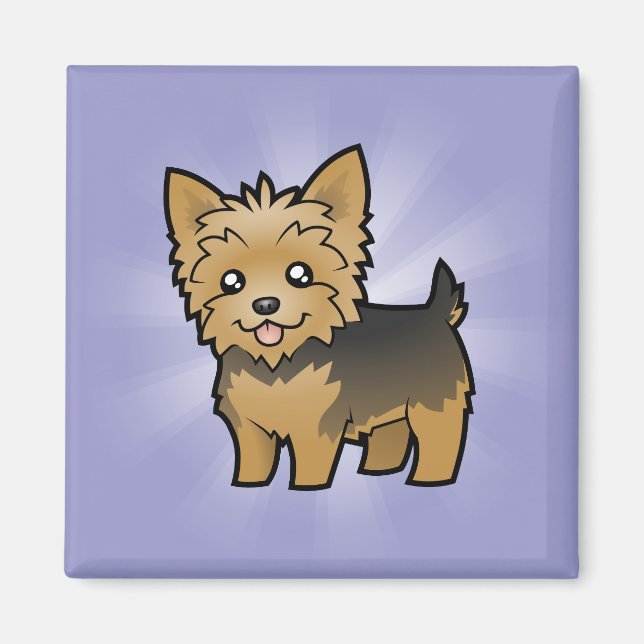 Cartoon Yorkshire Terrier (kurzes Haar ohne Bogen) Magnet (Vorne)
