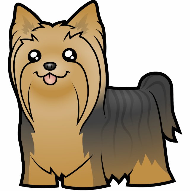 Cartoon-Yorkshire-Terrier (langes Haar kein Bogen) Fotoskulptur Magnet (Vorne)