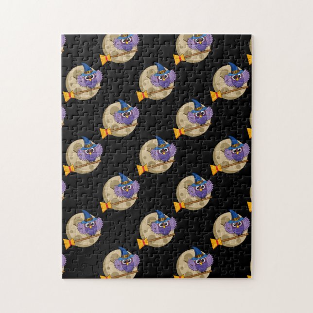 Cartoon Zauberer Ausblättern auf Zimmermuster Puzzle (Vertikal)