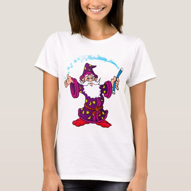 Cartoon-Zauberer T-Shirt (Vorderseite)
