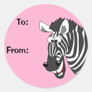 Cartoon Zebra Pink Aufkleber für das Geschenk Farb