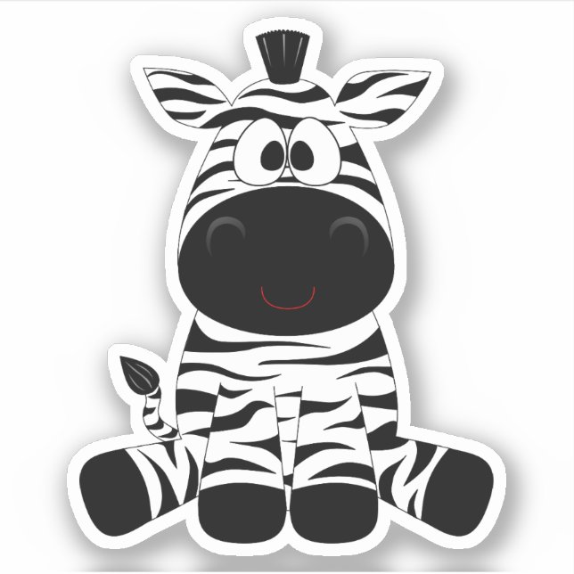 Cartoon Zebra Schwarz-weiß Aufkleber (Vorderseite)