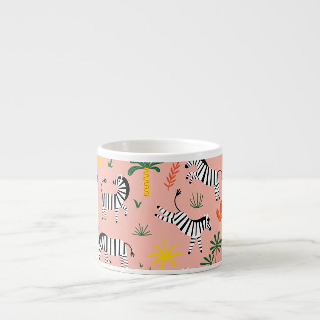 Cartoon Zebras Funny Seamless Muster Espressotasse (Vorderseite)