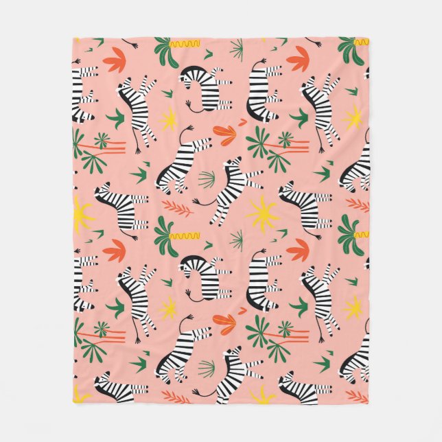 Cartoon Zebras Funny Seamless Muster Fleecedecke (Vorderseite)