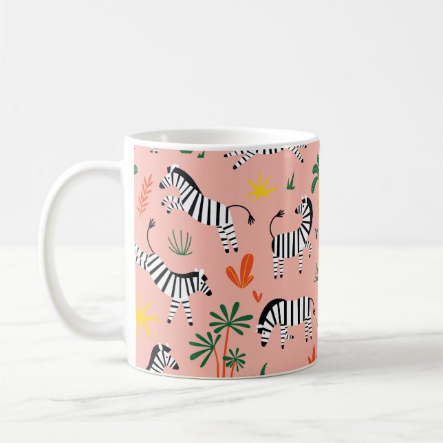 Cartoon Zebras Funny Seamless Muster Kaffeetasse (Links)