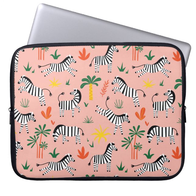 Cartoon Zebras Funny Seamless Muster Laptopschutzhülle (Vorderseite)