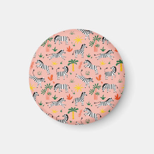 Cartoon Zebras Funny Seamless Muster Magnet