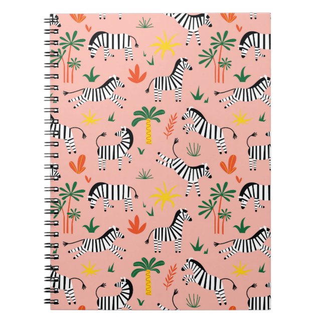Cartoon Zebras Funny Seamless Muster Notizblock (Vorderseite)