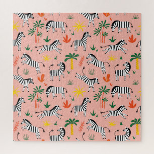 Cartoon Zebras Funny Seamless Muster Puzzle