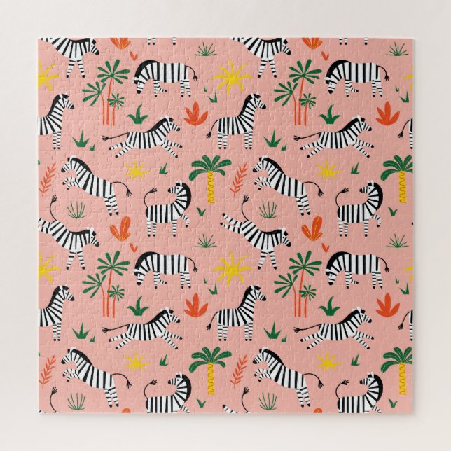 Cartoon Zebras Funny Seamless Muster Puzzle (Vertikal)