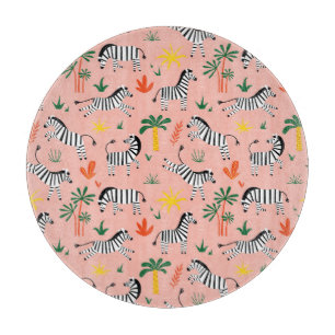 Cartoon Zebras Funny Seamless Muster Schneidebrett