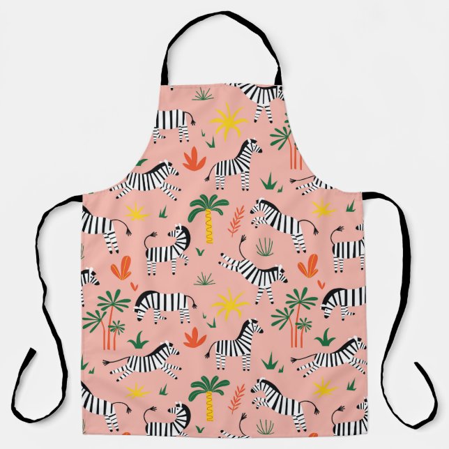 Cartoon Zebras Funny Seamless Muster Schürze (Vorderseite)
