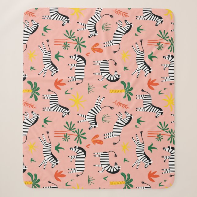 Cartoon Zebras Funny Seamless Muster Sherpadecke (Vorderseite)