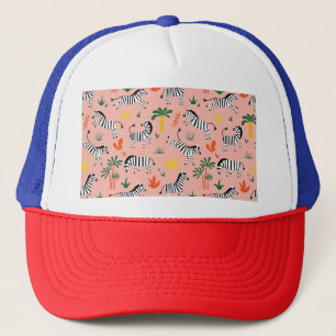 Cartoon Zebras Funny Seamless Muster Truckerkappe