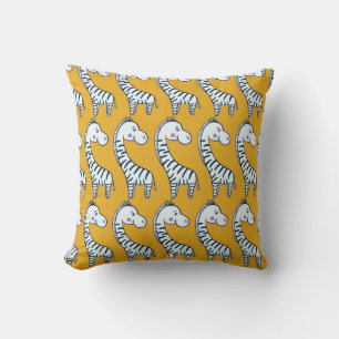 Cartoon zebras: gelbes Hintergrundmuster. Kissen