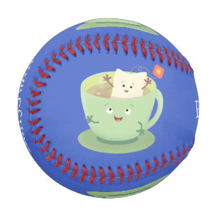 Cartoon-Zeichen für den niedlichen Teebag-Becher S Baseball