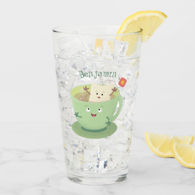 Cartoon-Zeichen für den niedlichen Teebag-Becher S Glas (Rückseite Ice)