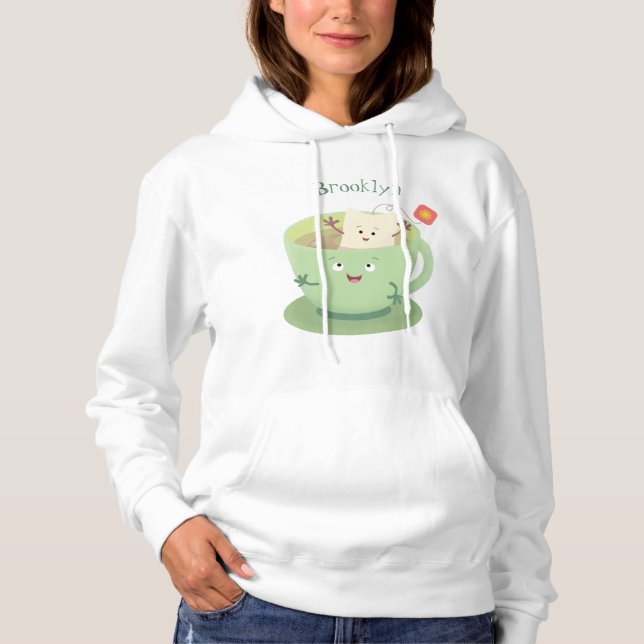 Cartoon-Zeichen für den niedlichen Teebag-Becher S Hoodie (Vorderseite)