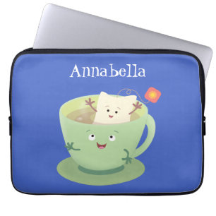 Cartoon-Zeichen für den niedlichen Teebag-Becher S Laptopschutzhülle