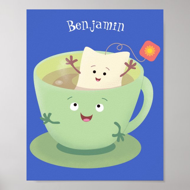 Cartoon-Zeichen für den niedlichen Teebag-Becher S Poster (Vorne)
