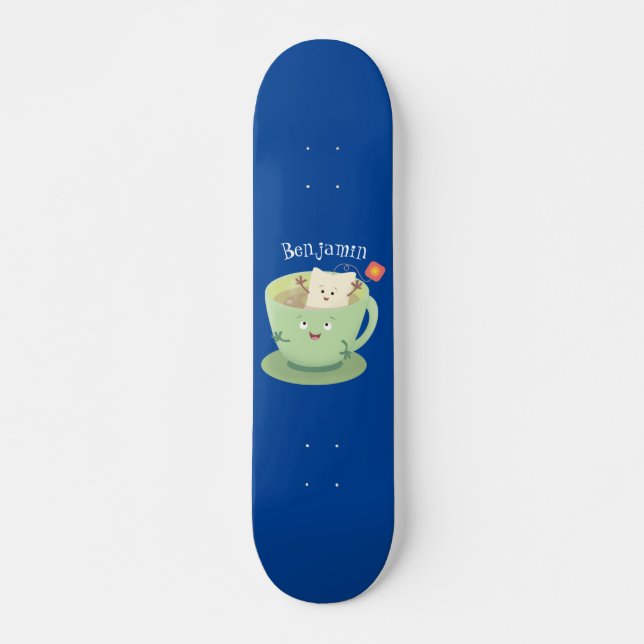 Cartoon-Zeichen für den niedlichen Teebag-Becher S Skateboard (Vorne)
