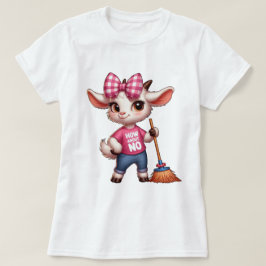 Cartoon-Ziege mit Bow und Broom T-Shirt