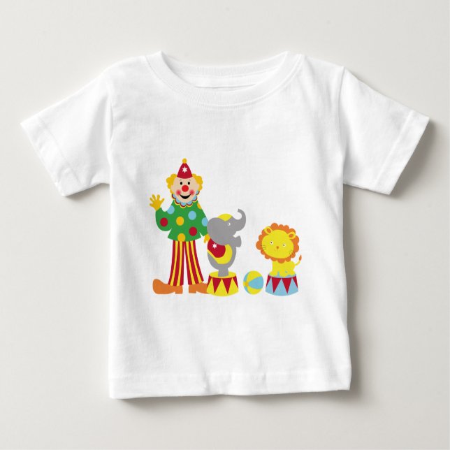Cartoon-Zirkus-Clown und Tier-T - Shirt (Vorderseite)