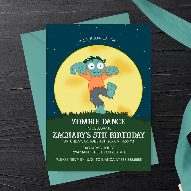 Cartoon Zombie Dance Geburtstagseinladung Einladung (Von Creator hochgeladen)