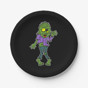 Cartoon Zombie Halloween-Party Pappteller