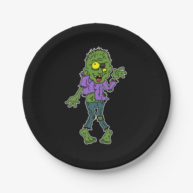 Cartoon Zombie Halloween-Party Pappteller (Vorderseite)